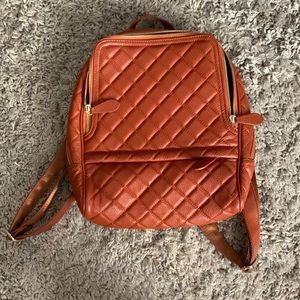 Coolcy Backpack, Brown with Gold Zippers